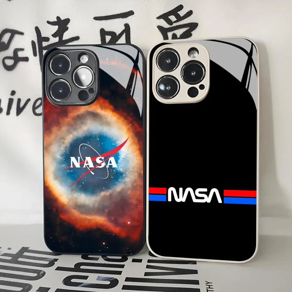 NASA-USA Phone Case for Iphone 16 15 14 12 11 13 Pro Max Mini X Xr Xs Se 8 Puls glass Cover