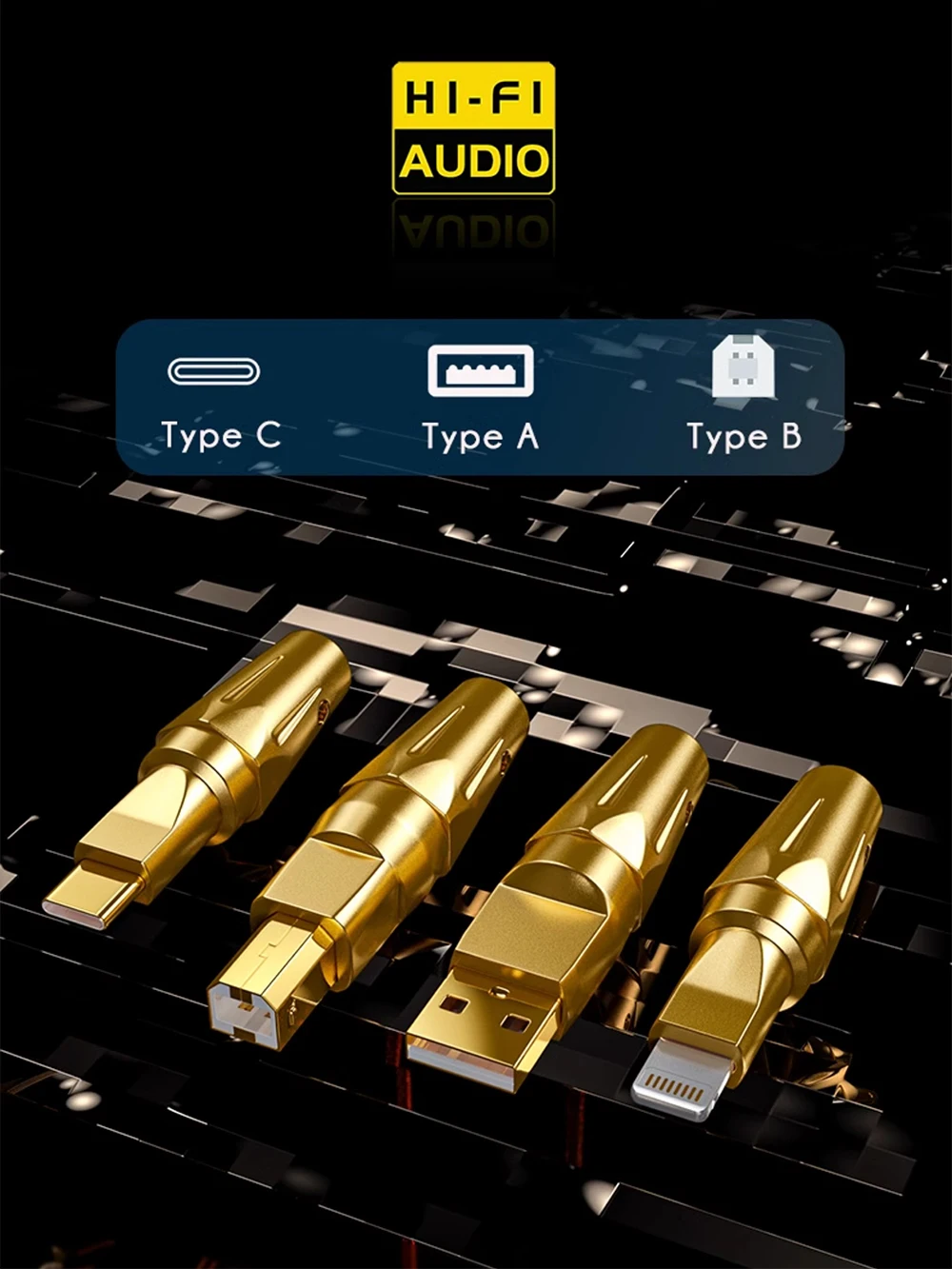 Фото Позолоченный разъем USB A USB B Jack Tail Type A Тип B Тип C Разъем DIY Медный корпус ​ для HiFi Audio ЦАП №2