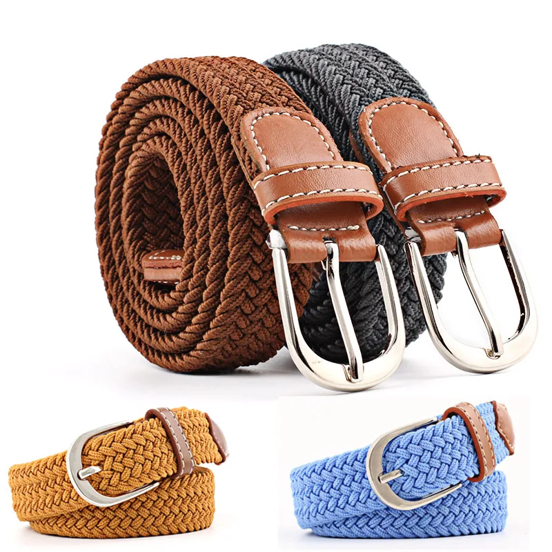 

Canvas Braided Waist Belts 100cm Men Women Fashion Woven Buckle Belt Waistband Casual Plain Knitted Strap