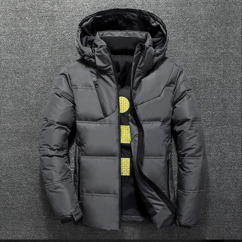 Men's Casual Winter Stand Thick Parkas Hat White Duck Parka Male Down Jacket Hooded Clothing Doudoune Warm Puffer Jackets Coat