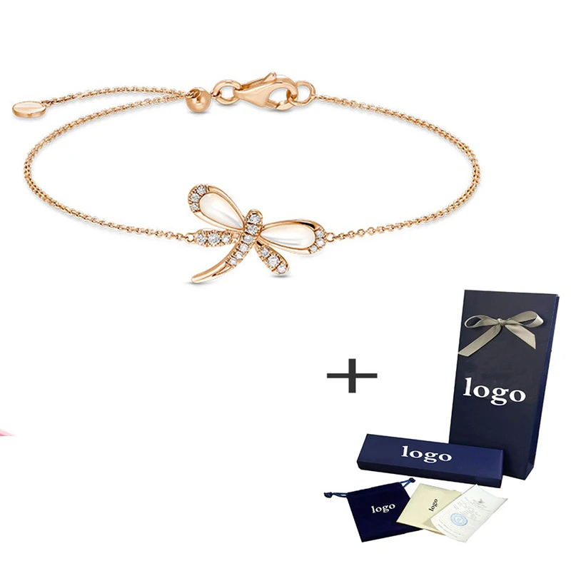 

Новинка 2020 высококачественный классический браслет в виде стрекозы из розового золота с ракушками для жены и девушки изысканный романтический подарок на день рождения