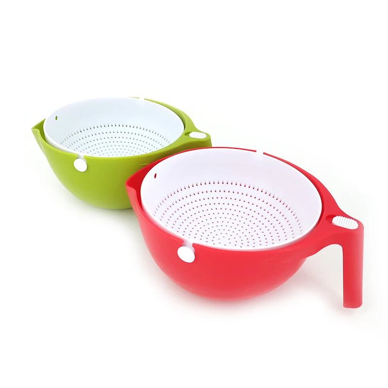 Double Drain Basket Bowl Rice Washing Kitchen Sink Strainer Noodles Vegetables Fruit Gadget Colander Coladores De Cocina |