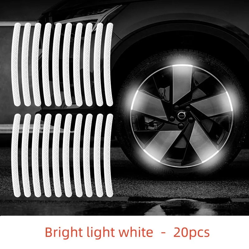 

20 Шт. Светоотражающих Наклеек Для Колесных Дисков, Декоративные Предупреждающие Полосы Для Автомобилей, Мотоциклов, Велосипедов