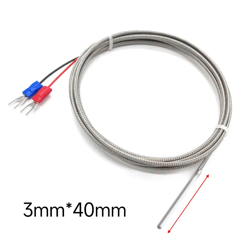 

5PCS Diameter 3mm Length 40mm Small Probe Thermocouple Sensor Type K 0-600℃ 1/2/3/4/5M For Temperature Controller
