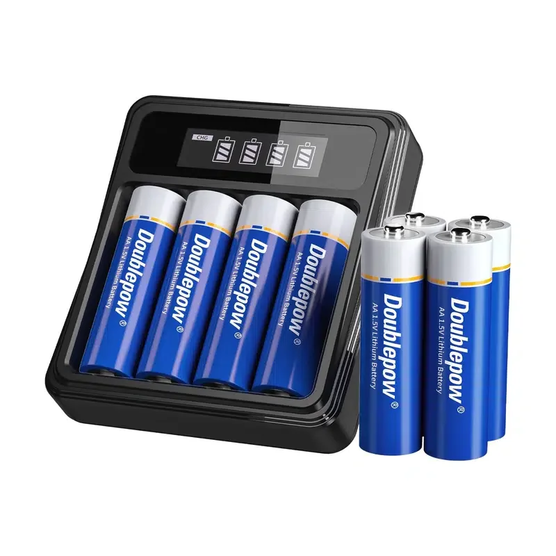 8pcs Rechargeable AA Lithium Battery With 4 Slot Battery Charger, 3400mWh Large Capacity Battery, Fast Charging Lithium Battery