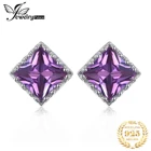 Женские серьги-гвоздики из серебра 925 пробы с александритовыми сапфирами