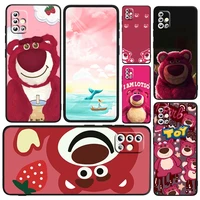 toy story strawberry bear phone case for samsung a23 a50 a30 a73 a71 a53 a52 a51 a33 a32 a22 a03s a03 a02s a31 5g black soft