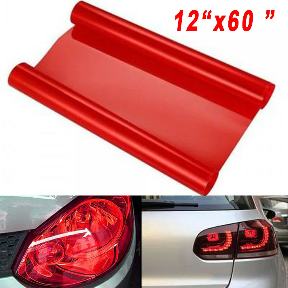 

150*30cm Red Vinyl Car Light Film For Headlights Fog Lights Side Marker Lights Top Of Windshield Car Decorative Sticker