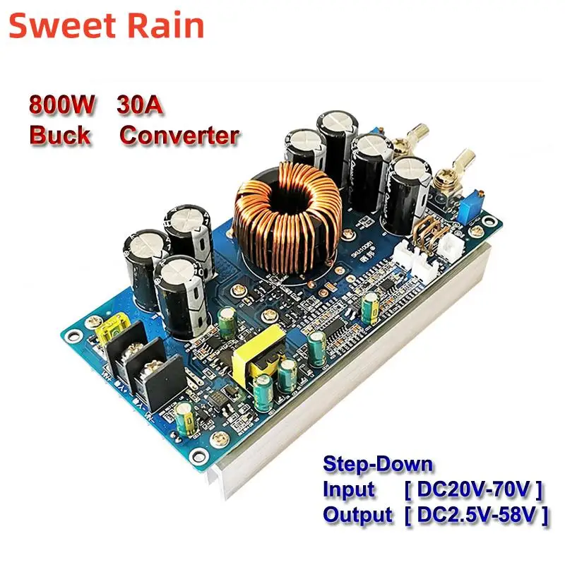 

800W High Power DC-DC Buck Converter 30A Solar Stabilizers CV CC Step-Down Power Supply Adjustable DC20V-70V Voltage Regulators