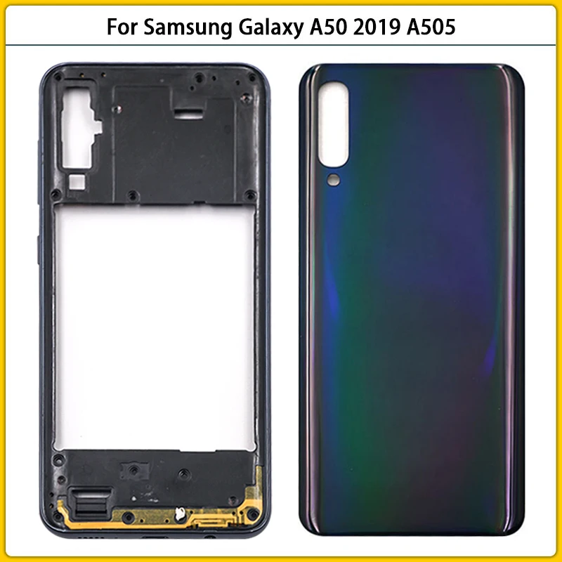 

For Samsung Galaxy A50 2019 A505 A505F A505DS Plastic Middle Frame Bezel A50 Battery Back Cover Rear Door Housing Case Replace