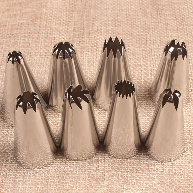 

8Pcs/Set 304 Stainless Steel Cookies Supplies Fondant Decor Kitchen Gadgets Pastry Nozzle Multi Purpose Silver