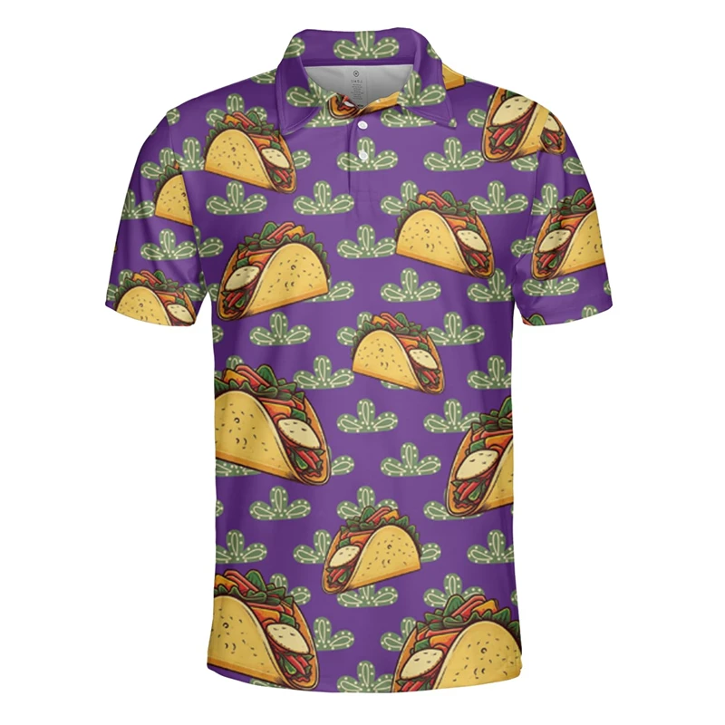 Cino De Mayo 3D Printed Short Sleeve Polo Shirts For Men Clothes Food Taco Button POLO Shirt Funny Skull Lapel Kids Streetwear