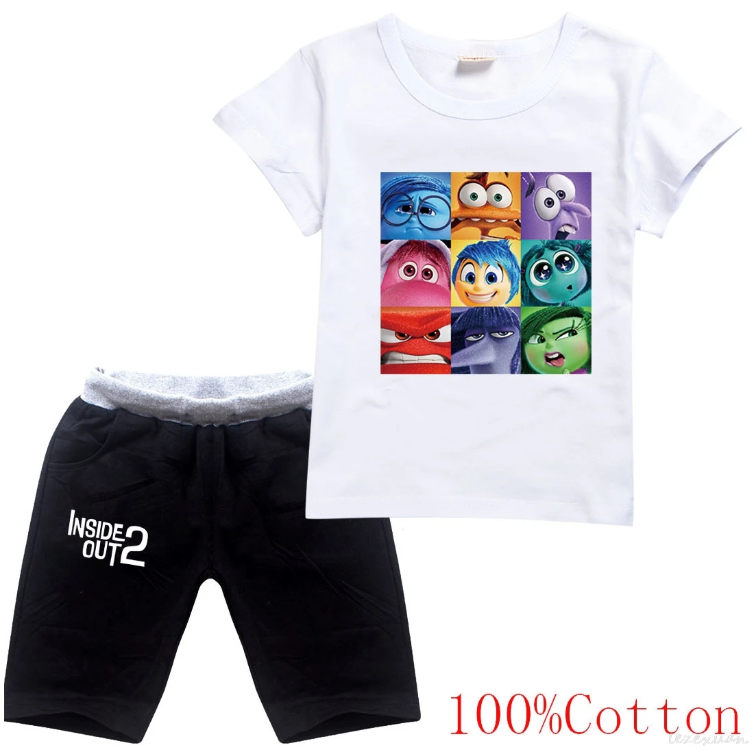 2 шт. футболка с коротким рукавом и шорты мультяшным принтом