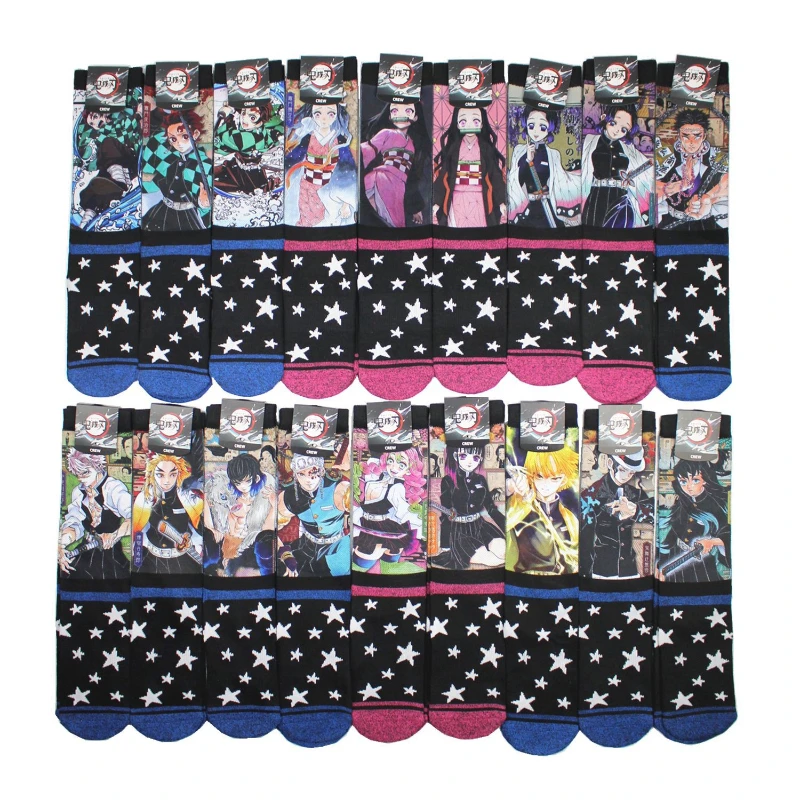 

Fashion Socks Men Ghost Slayer Mid-tube Towel Bottom Men's Sock Printing Hip-hop Harajuku Women's Stocking Funny Long Socks