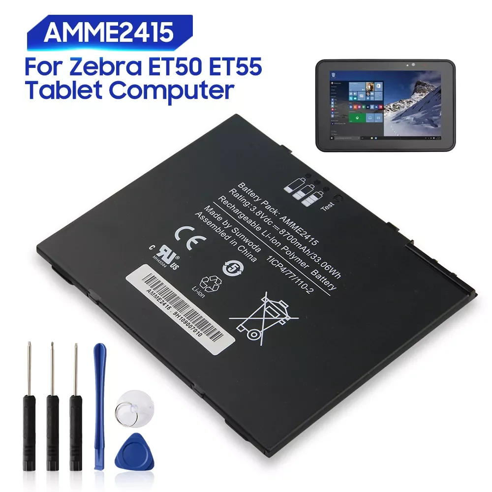 2022NEW Original Replacement Tablet Battery For Zebra ET50 ET55 1ICP4/77/110-2 AMME2415 Genuine Battery 8700mAh