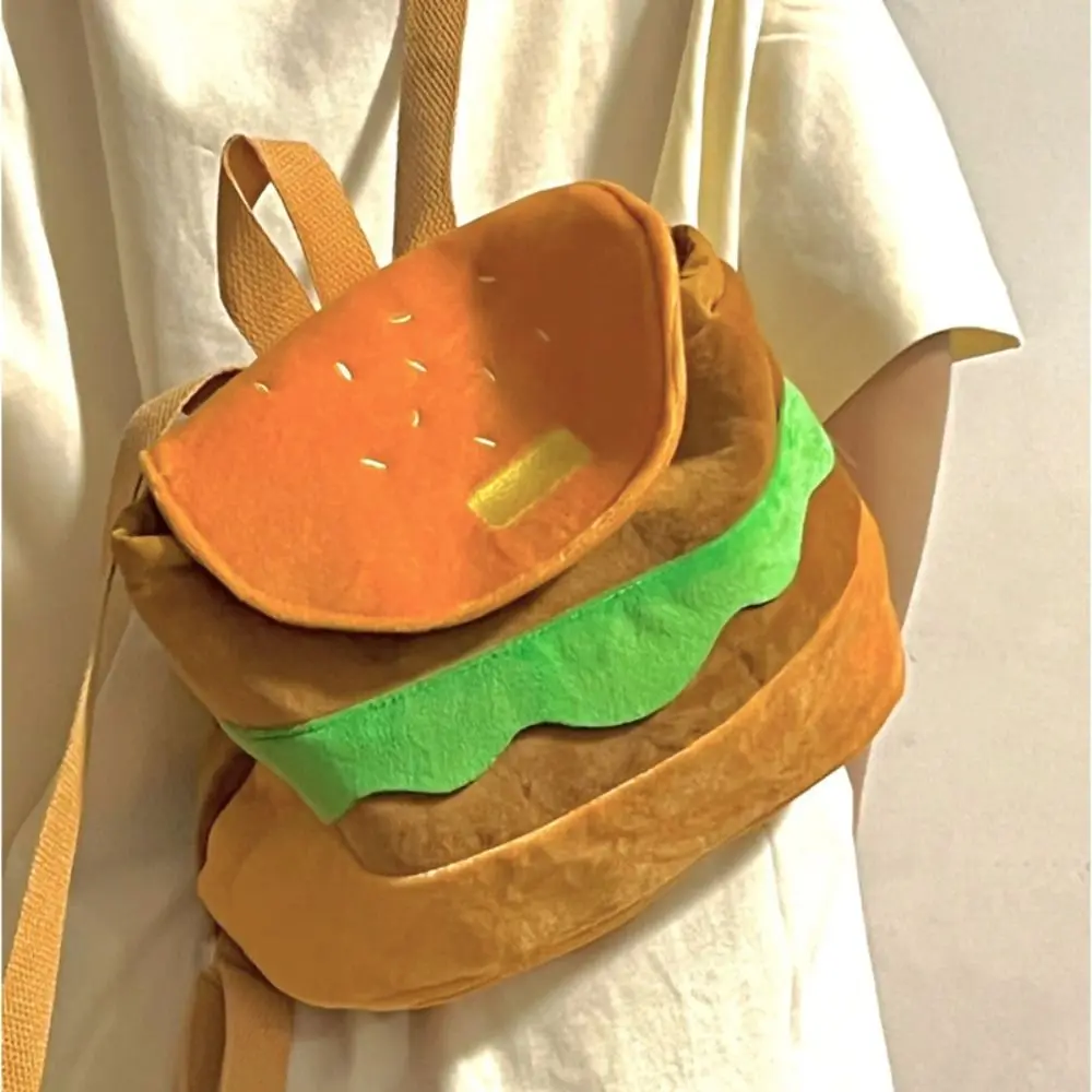 

Purse Girls Shoulder Bags Large Capacity Cartoon Burger Bag Kindergarten School Bag Kids Pack Hamburger Plush Backpack