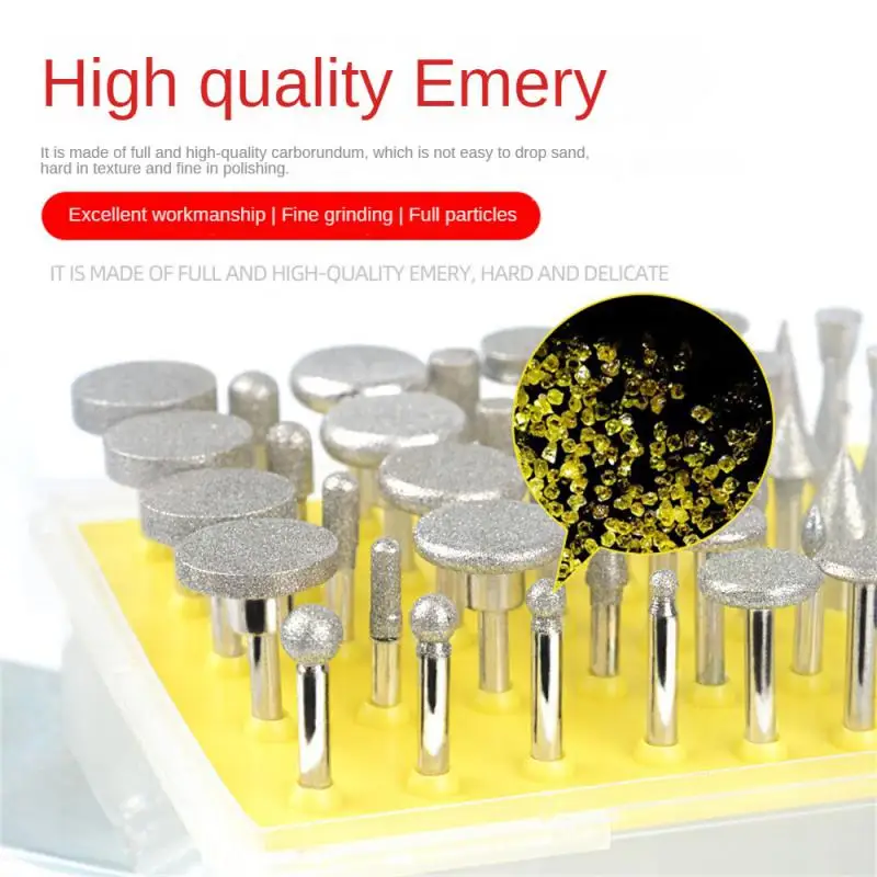 

50 шт. алмазный шлифовальный наконечник с креплением на головке 2,35/3 мм хвостовик Сферический вогнутый нефрит резьба заусенцы полировка Гравировка Инструменты