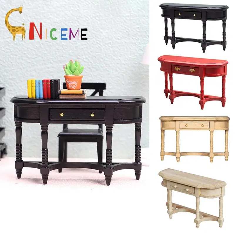 

1:12 Dollhouse Miniature Table Desk Continental Writing Desk Office Table with Drawer Furniture Model Decor Toy