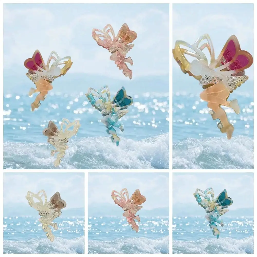 

Rhinestone Angel Butterfly Wing Elf Hair Claw Unique Fairy Acetic Acid Shark Clip Diamond Daily