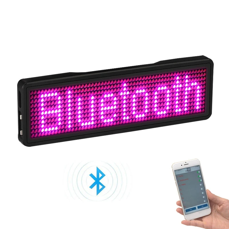 Фото Светодиодный бейдж ABJT-Bluetooth с программируемым дисплеем, перезаряжаемый, для отображения сообщений, DIY №1