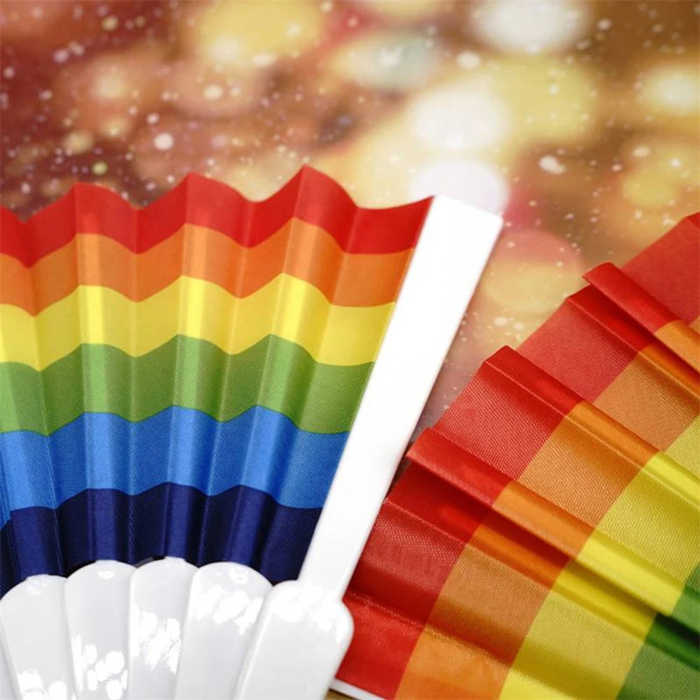 Пластиковая веерообразная кость в восточном стиле радужные ручные вееры летние