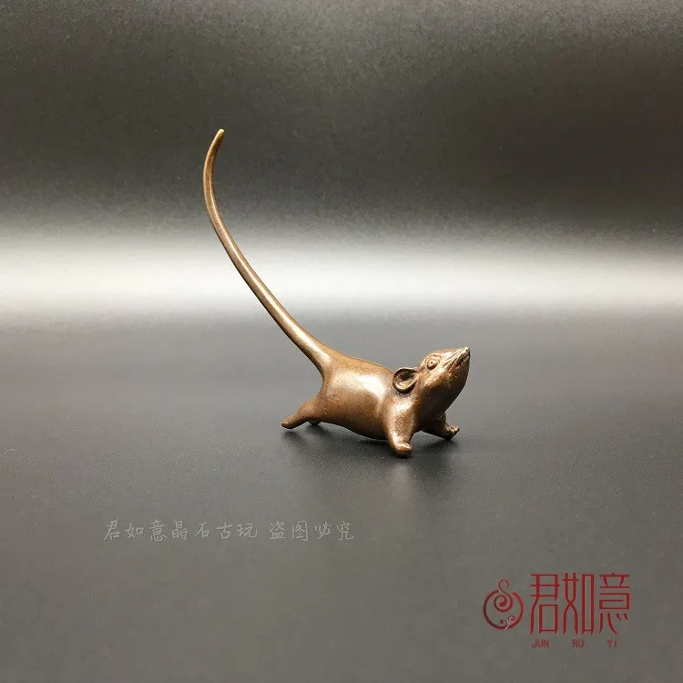 Mini cute red copper long tail Zodiac mouse ornament