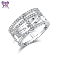 abutterfly 100 sterling silver d color moissanite line ring ladies party wedding band fine jewelry wholesale