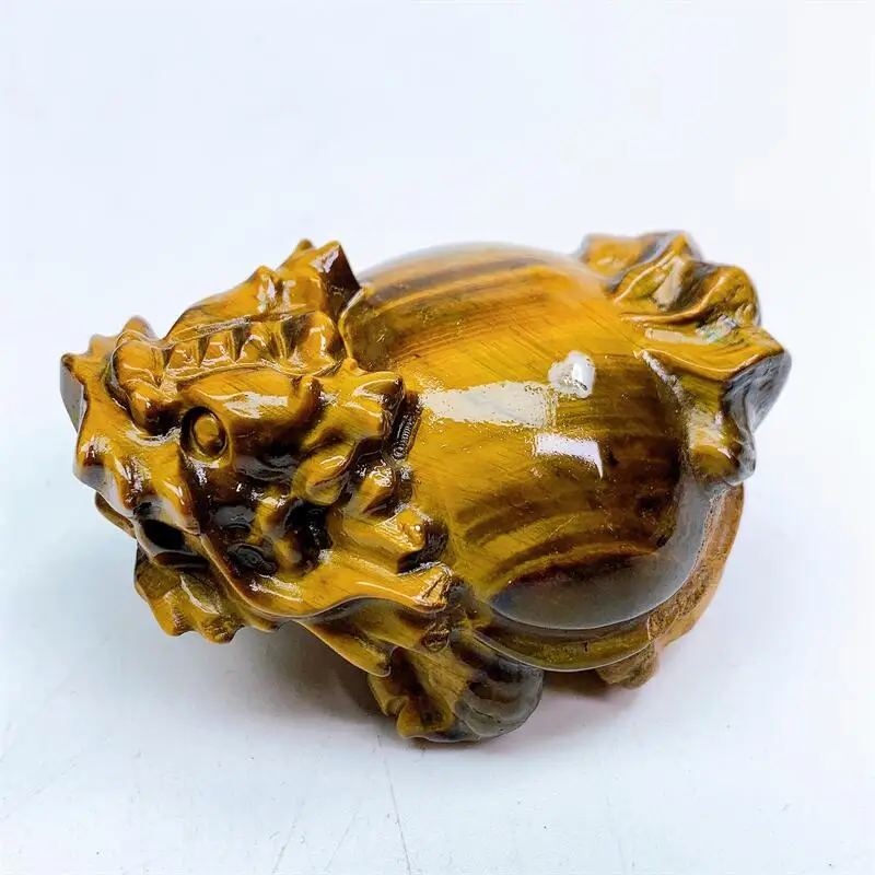

6cm Natural Tiger Eyes Stone Dragon Turtle Healing Fengshui Crystal Gemstone Mineral Home Decoration Article 1pcs