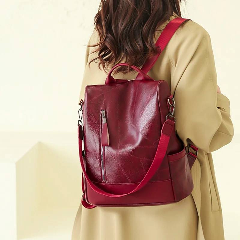 2023 New Hot Women's Backpack High Quality Soft Leather Simple Fashion Large Capacity Antitheft Shoulder school Bags for girls