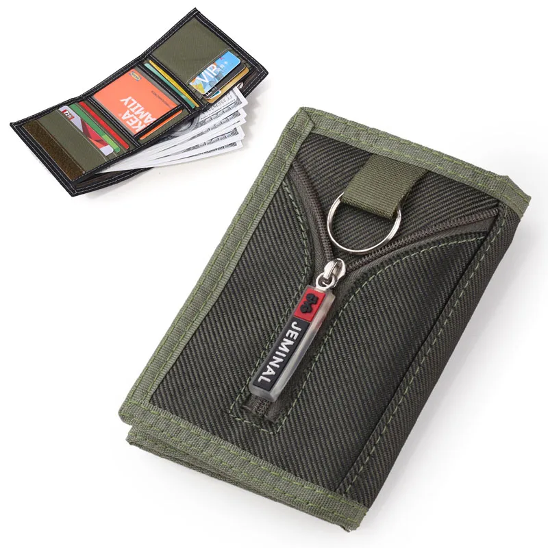 

Three Fold Zipper Youth Wallet Can Put The Key Daily Canvas Short Students Coin Purse Credit Card Holder With ID Window