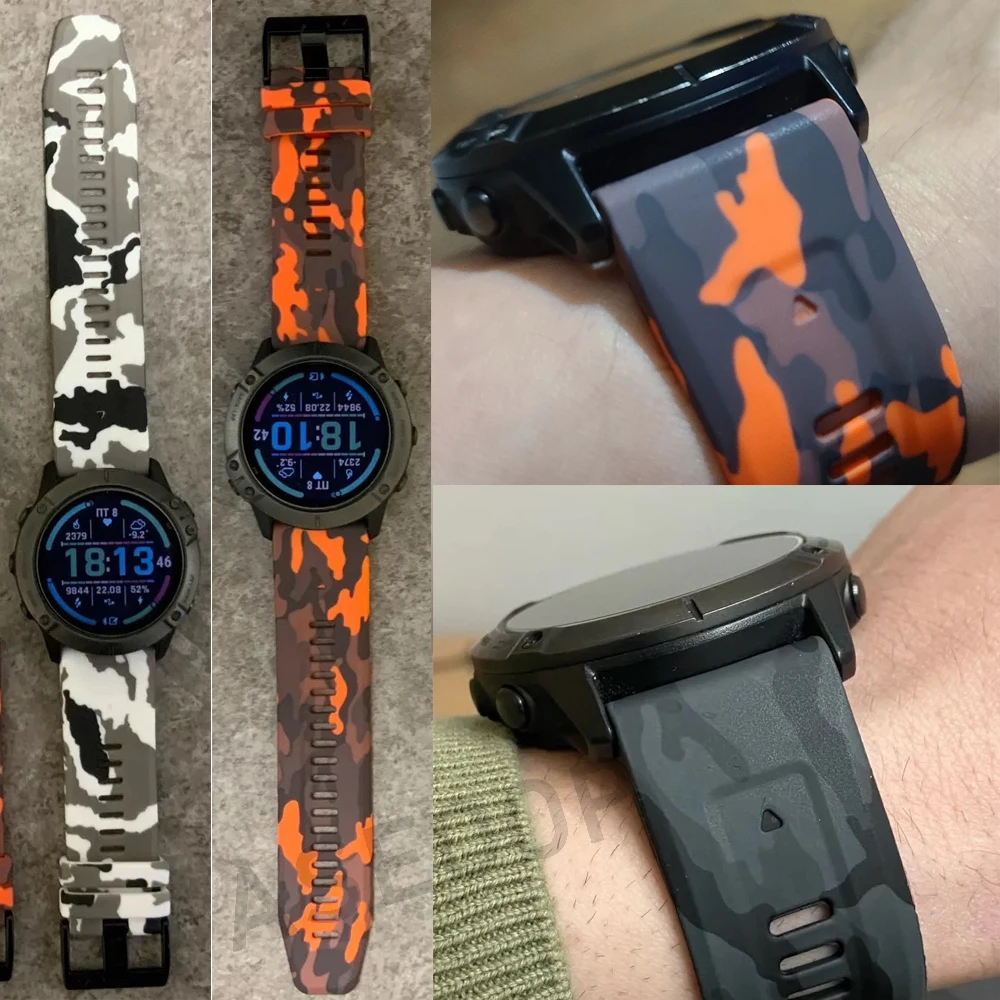 Фото Быстросъемный ремешок 26 22 мм для Garmin Fenix E 8 7X 7 6 6XPro 5X 5 Plus Sapphire Instinct E 45 50 мм, силиконовый браслет-браслет №4