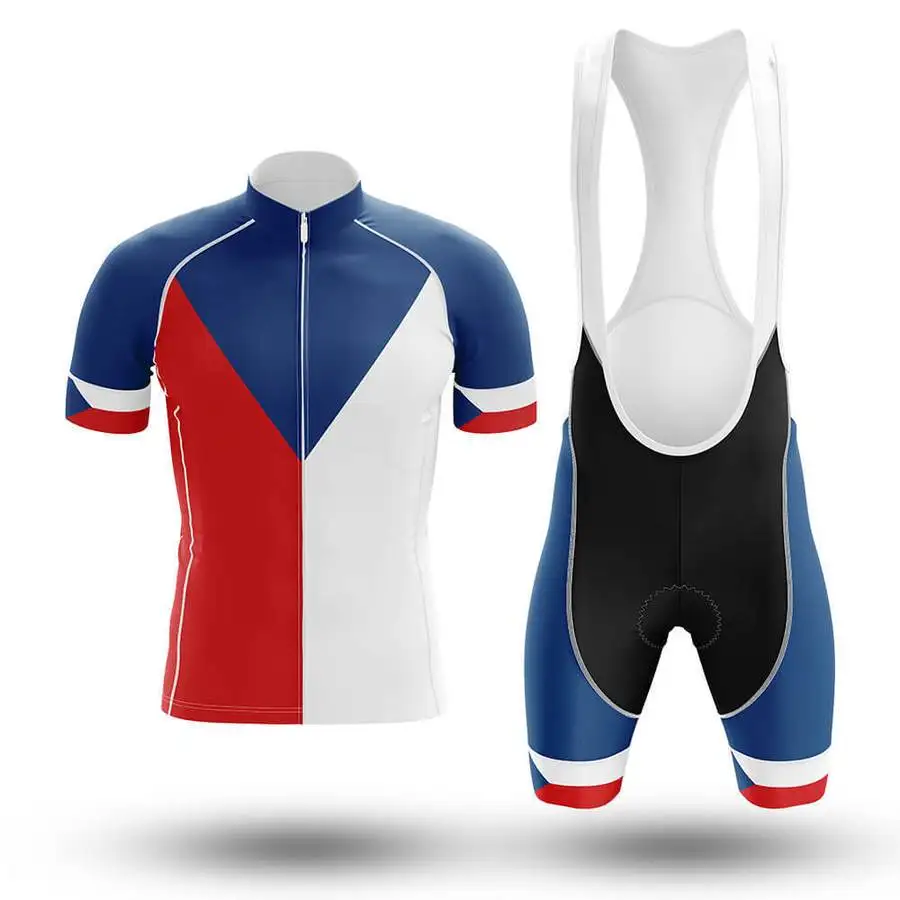 

POWERBAND Czech Republic NATIONAL SHORT SLEEVE CYCLING JERSEY SUMMER CYCLING WEAR ROPA CICLISMO+BIB SHORTS