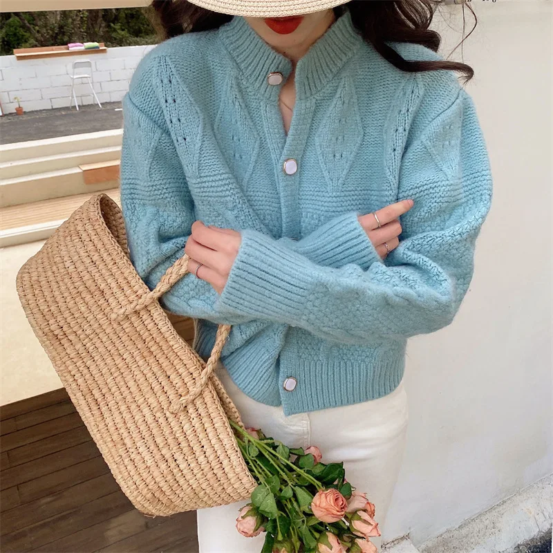 Вязаный кардиган в стиле ретро женское осенне-зимнее Новое корейское нижнее