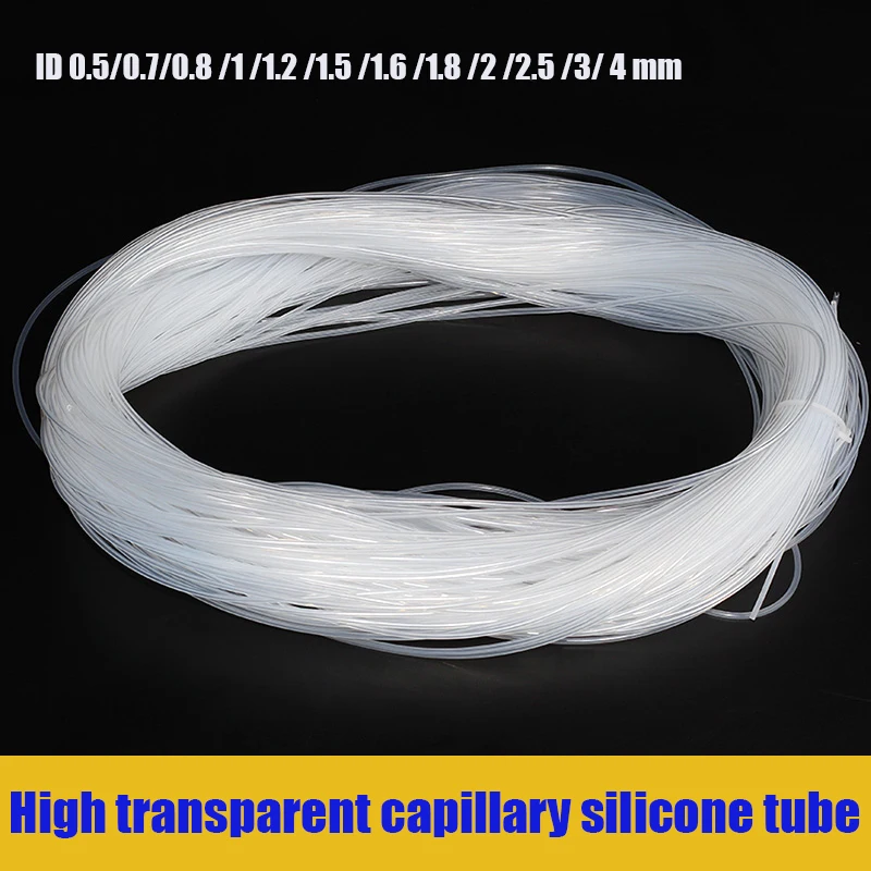 

Пищевой прозрачный силиконовый шланг ID0.5/0,7/0,8/1/1.2/1.5/1.6/1.8/2/2.5/3/4 мм, нетоксичный и безвкусный капиллярный водопроводный шланг