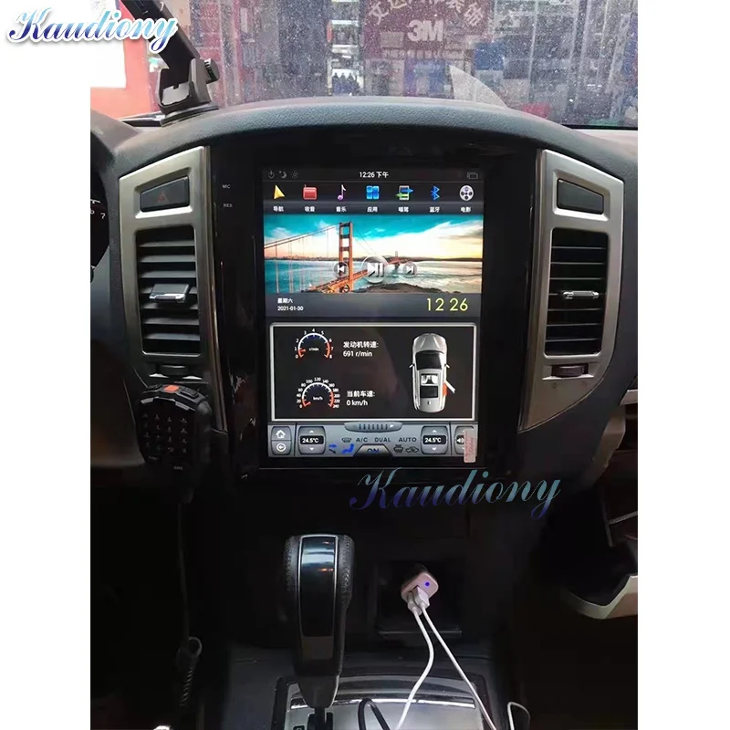 Автомагнитола Kaudiony в стиле Tesla Android 9 для Mitsubishi Pajero Sport V93 автомобильный DVD