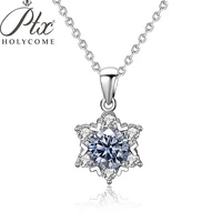ptx holycome 1 0ct moissanite pendant real s925 sterling silver party wedding pendants chain necklace for women fine jewelry