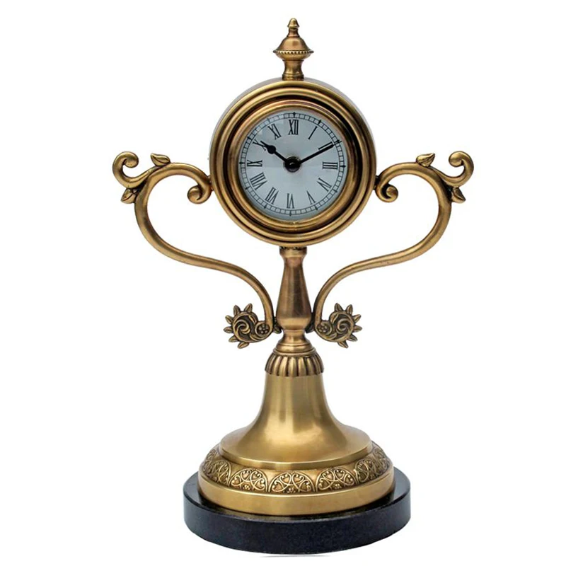 

Small Desk Clock French Complex Classical Luxury Brass Clock Soft Decoration Living Room Entrance TV Cabinet Decoration