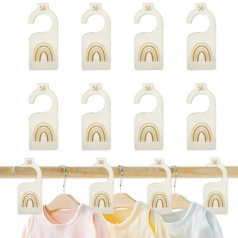 

Baby Closet Dividers Wooden Infants Clothes Organizers Double Sided Wardrobe Hanging Label Rainbow Cloth Dividers For Kids