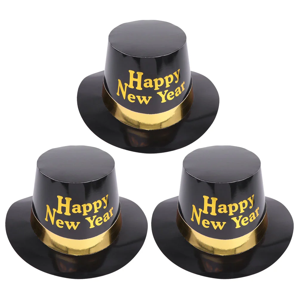 

New Year Hats Party Hat Years Happy Eve Paper Prop Magician Favors Tophat Clown Cap Decorations Supplies Black Headbands Kids