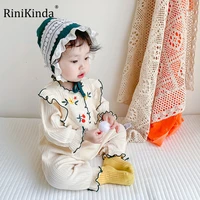 rinikinda 2022 autumn baby bodysuits cotton long sleeve floral baby girls romper playsuit korean baby jumpsuit newborn clothes