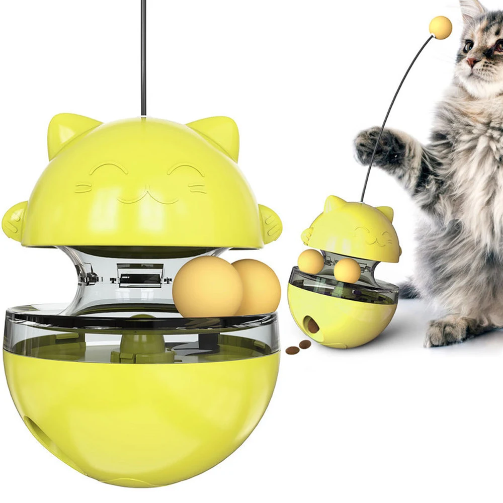 

Fun Tumbler Cat Entertainment Toys Cat Food Container Funny Cat Stick Pets Slow Food Pet Supplies Adjustable Snack