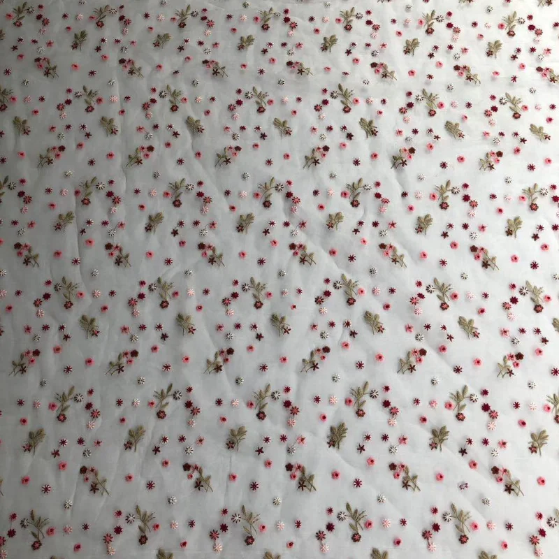 3/5/10yard Colorful Floral Embroidered Organza Fabric Sheer Voile Gauze Cloth for Dressmaking Black White By the Yard - купить по