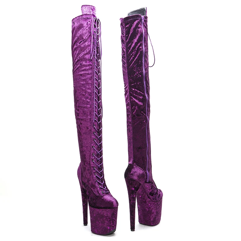 Leecabe  20CM/8inches Pole dancing shoes High Heel over knee closed toe Pole Dance boots