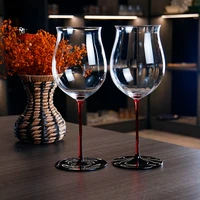 Luxury Crystal Glass Europe Red Handle Black Bottom Goblet Wine Cup Advanced Drinking Glasses Bar Hotel Party Home Wedding Gifts