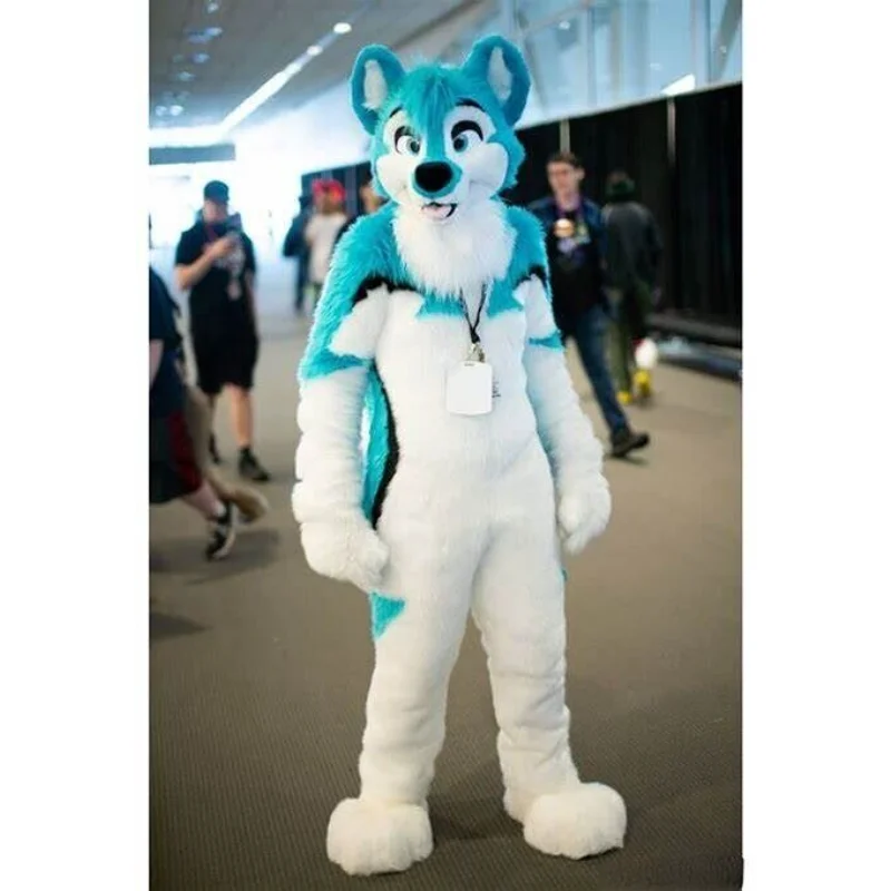 Long Fur Furry Husky Dog Fox Mascot Costume Fursuit Wolf Cosplay Halloween Party