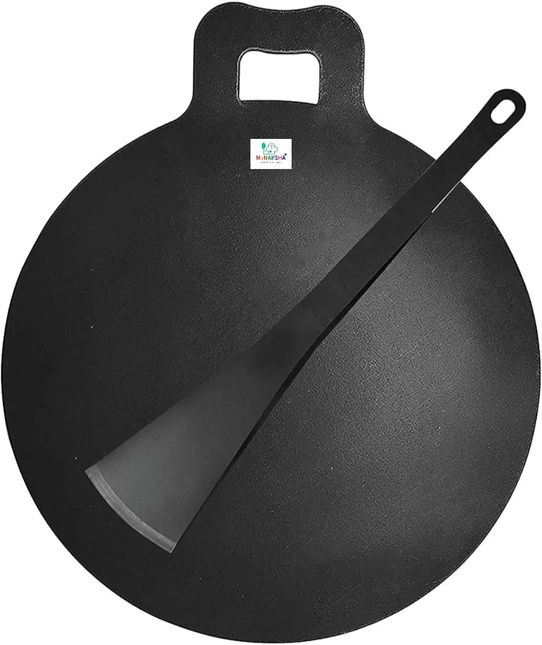 

Dosa Tawa Iron Dosa Kallu CookwareLarge Size Dosa Iron Tawa - 14 In with Handle Quality, Black