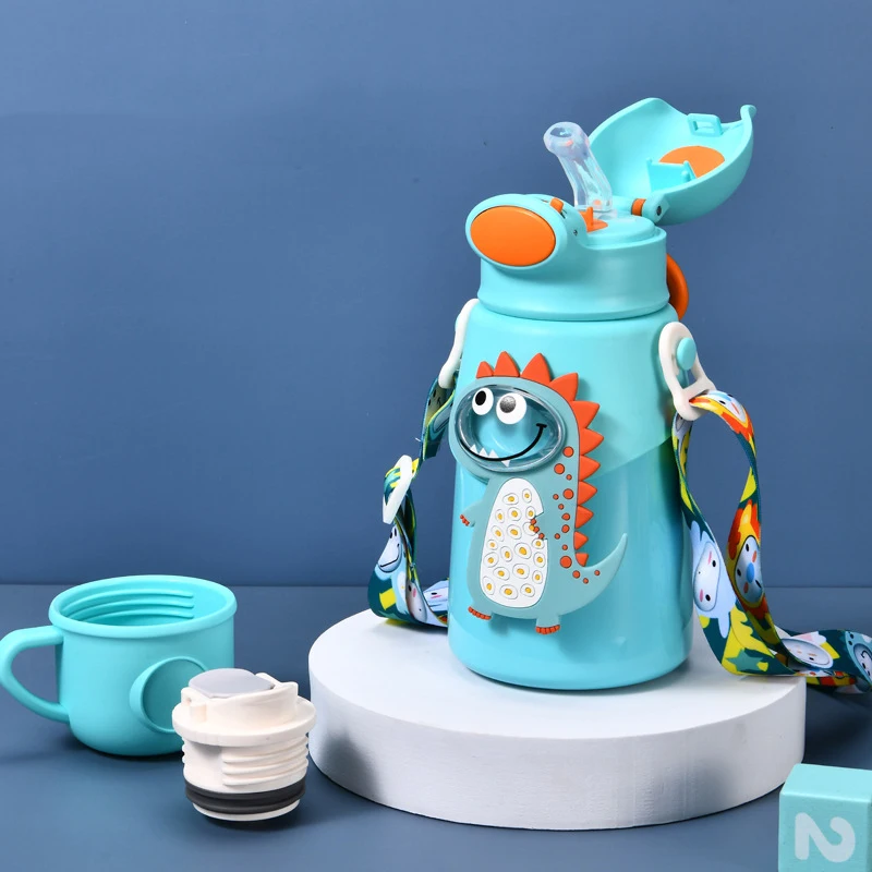 Bottle For Kids Thermal Water Bottle Food Grade Stainless Steel Pot Belly Straw Cup With Strap Water Bottle