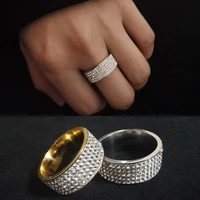 fashion simple men womens rings silver color full rhinestone engagement wedding ring unisex jewelry accessories