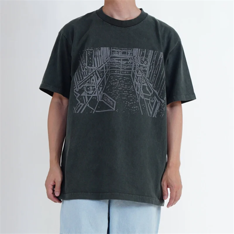 

21SS CAVEMPT Reflective C.E Tunnel Printing Washing Batik Baggy Short Sleeve T-Shirt For Men And Women Fashion