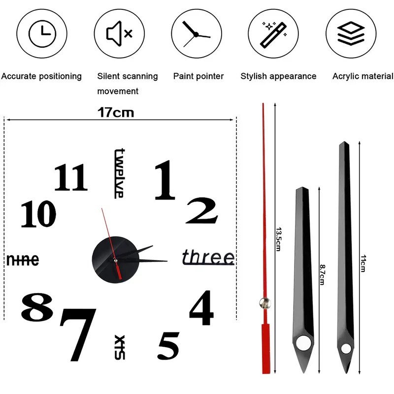 Цифровые настенные 3d-часы с зеркальными наклейками современные украшения для